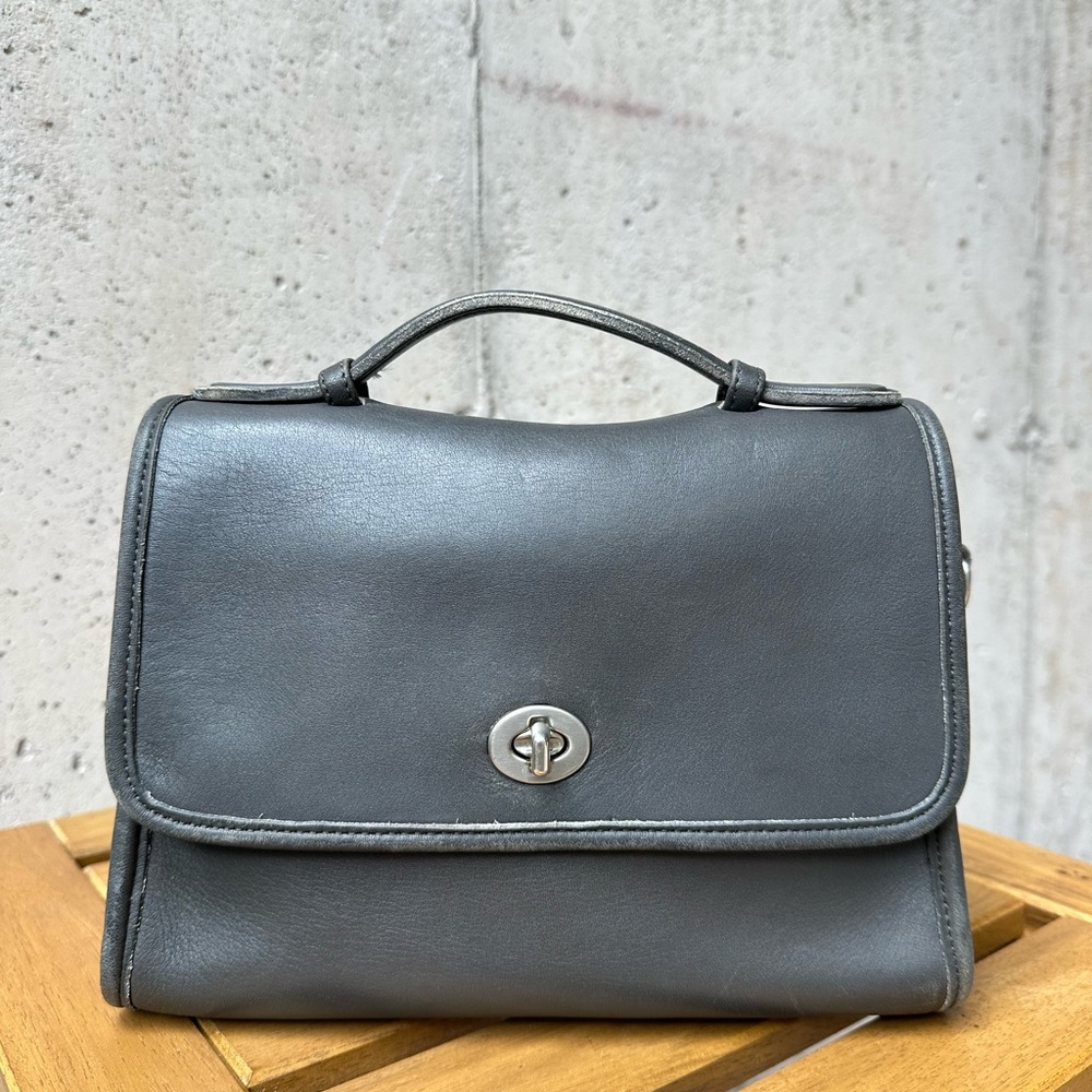 RARE dark grey vintage Coach Court bag purse